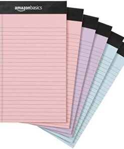 Amazon Basics Narrow Ruled 5 x 8-Inch Lined Writing Note Pads, 6 Count (50 Sheet Pads), Multicolor