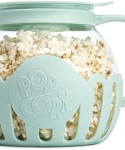 Ecolution Patented Micro-Pop Microwave Popcorn Popper with Temperature Safe Glass, 3-in-1 Lid Measures Kernels and Melts Butter, Made Without BPA, Dishwasher Safe, 3-Quart, Aqua