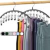 Legging Organizer for Closet, Metal Yoga Pants Hangers 2 Pack w/10 Clips Holds 20 Leggings, Space Saving Hanging Closet Organizer w/Rubber Coated Closet Organizers and Storage, Black - Image 3