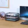 3-Tier Letter Tray Paper Organizer with Handle, Compact Mesh Desk File Organizer for Home Office Supplies Desktop Accessories,Black - Image 4