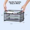 3-Tier Letter Tray Paper Organizer with Handle, Compact Mesh Desk File Organizer for Home Office Supplies Desktop Accessories,Black - Image 5